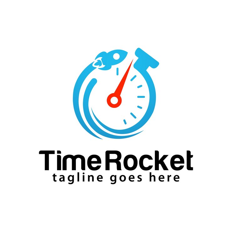 Ontwerpsjabloon voor Time Rocket-logo