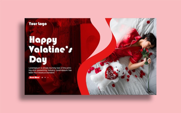 Ontwerpsjabloon voor valentijnsdag horizontale banner