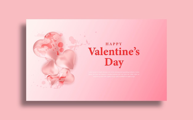 Ontwerpsjabloon voor valentijnsdag horizontale banner