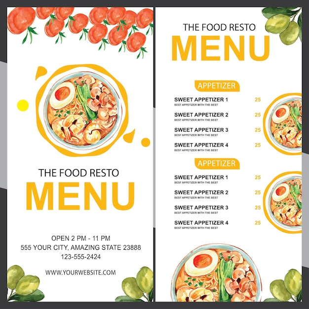 Ontwerpsjabloon voor voedselmenu