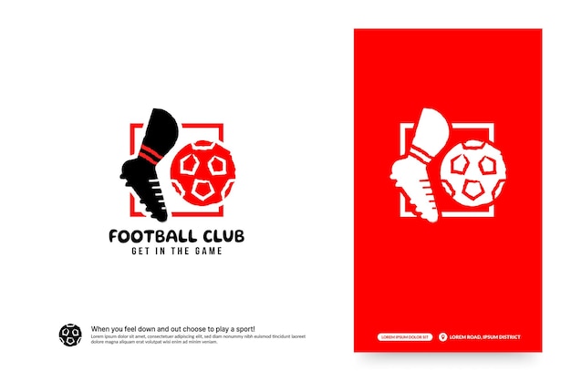 Ontwerpsjabloon voor voetbalclub logo, voetbaltoernooien logo concept. Voetbal team identiteit geïsoleerd op een witte achtergrond, abstracte sport symbool ontwerp vectorillustraties.