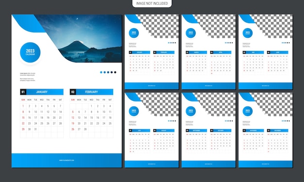 Ontwerpsjabloon voor wandkalender 2023