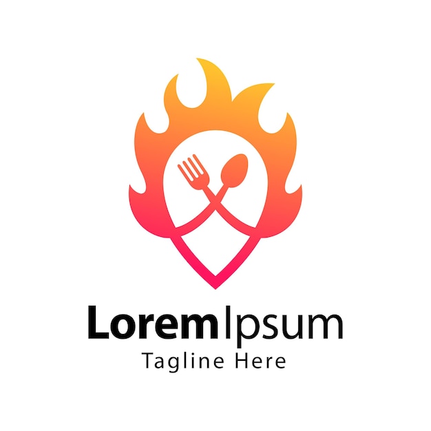 Ontwerpsjabloon voor warm eten logo