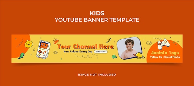 Ontwerpsjabloon voor youtube-banner voor kinderen 02