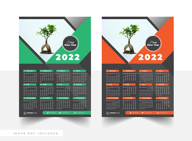 Ontwerpsjabloon voor zakelijke en zakelijke wandkalender 2020