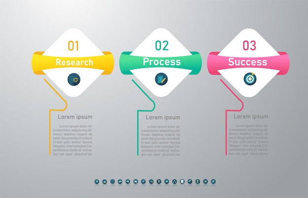 Ontwerpsjabloon zakelijke 3 opties infographic grafiekelement.