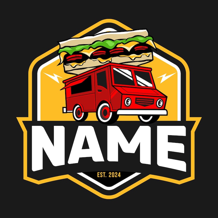 Vector ontwerpvorme voor het logo van de foodtruck