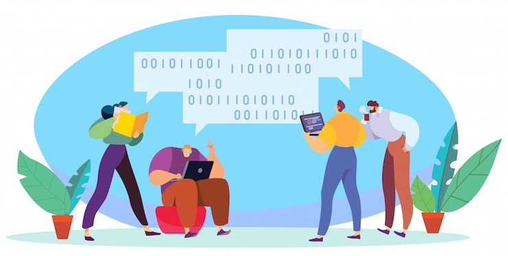 Vector ontwikkelaars die samenwerken, team brainstormsessie, illustratie