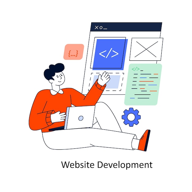 Ontwikkeling van website Flat Style Design Vector illustratie Stock illustratie