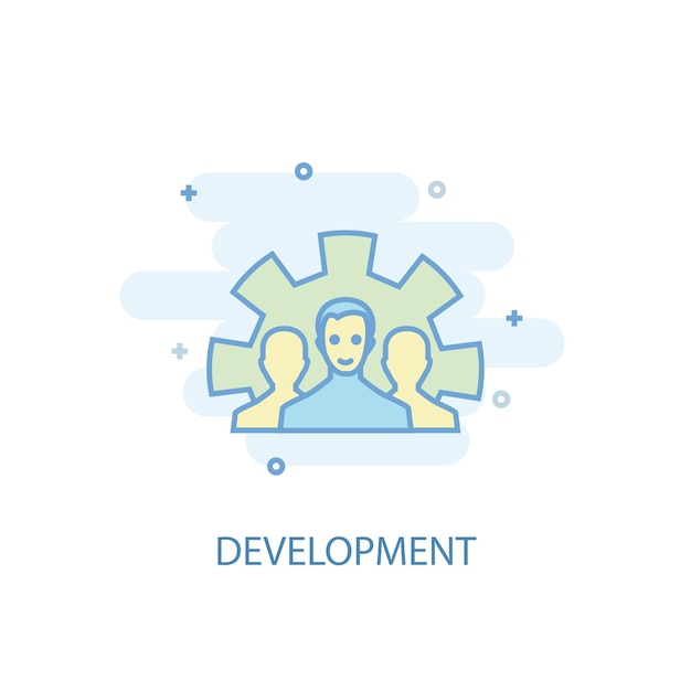 Ontwikkelingslijnconcept Eenvoudig lijnpictogram gekleurde illustratie ontwikkelingssymbool plat ontwerp Kan worden gebruikt voor UIUX