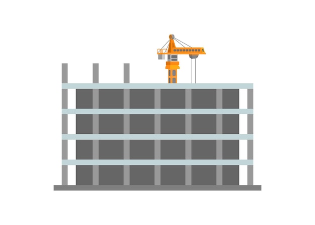 Onvoltooid gebouw Bouwplaats Eenvoudige platte illustratie