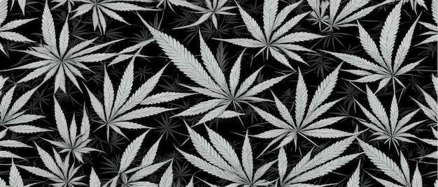 Onvoorwaardelijk patroon met marihuanabladeren marihuana-wietblad naadloos patroonbehang