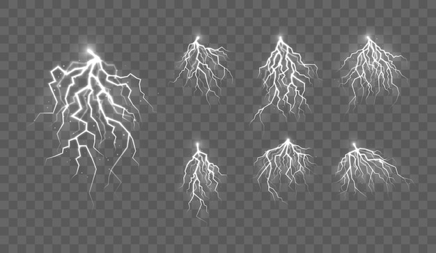 Onweer en bliksem het effect van licht en glans ontlading elektrische stroom