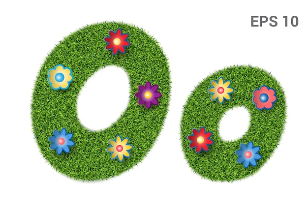 Заглавные и оопиталские буквы алфавита с текстурой травы Мавританский газон с цветами