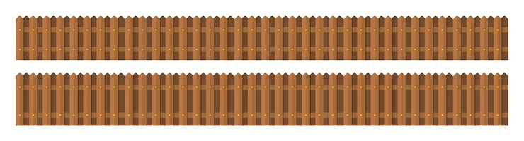 Vector ooden fence in flat style vector illustration isolated on white
