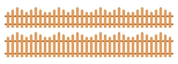 Ooden hek in vlakke stijl vectorillustratie geïsoleerd op wit