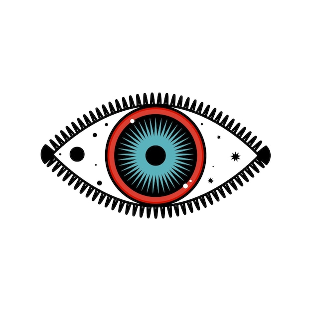 Vector oog kwade duivel mystic yoga amulet boho symbool pictogram oog grafisch silhouet vector oog duivel oog