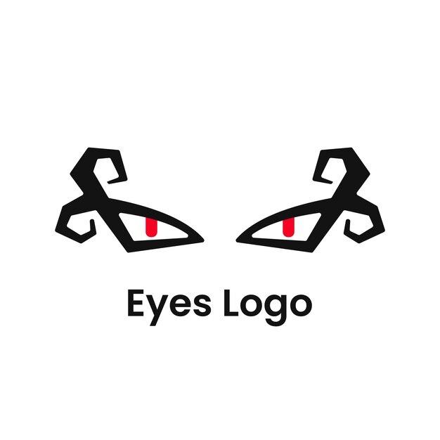 Oog Logo Concept. ,Zwart en rood. Ogen met rode pupillen. Voor logo, pictogram, symbool en teken