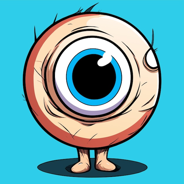 Vector oogbal met de hand getekend plat stijlvol mascotte cartoon personage tekening sticker icoon concept geïsoleerd