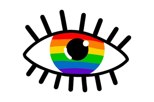 Oogsilhouet in regenboogkleur LGBT-trotsmaandlogo Platte vectorillustratie