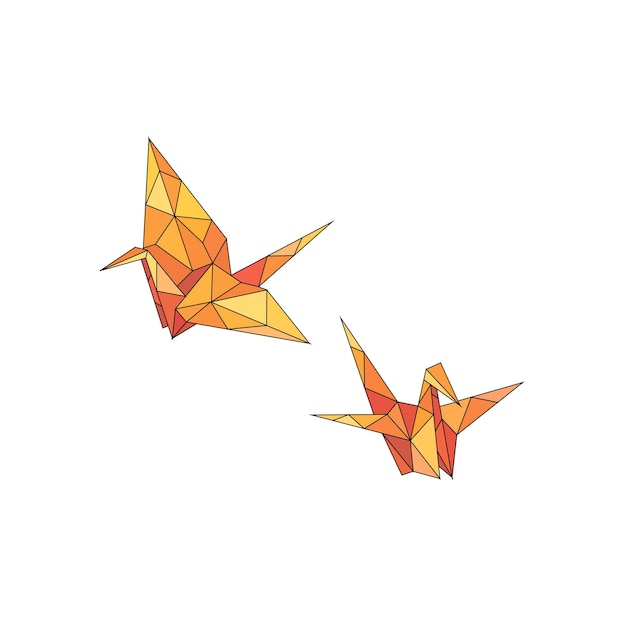 Ooievaarskraan in origami laagpolygonale stijl vector