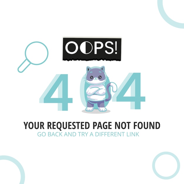 Oops! 404 error concept for landing page..