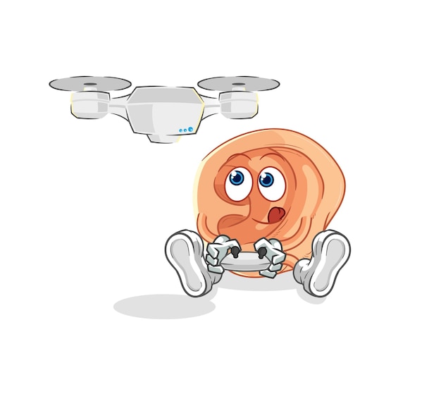 Oor met drone karakter cartoon mascotte vector