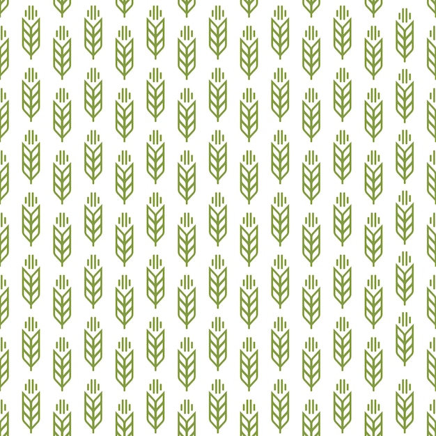 Oor naadloos patroon groene kleur op witte achtergrond voor decoratie natuurlijke producten winkel, biologische markt, bakkerij, natuur bedrijf, ecologie bedrijf, tuin, landbouw, bos.