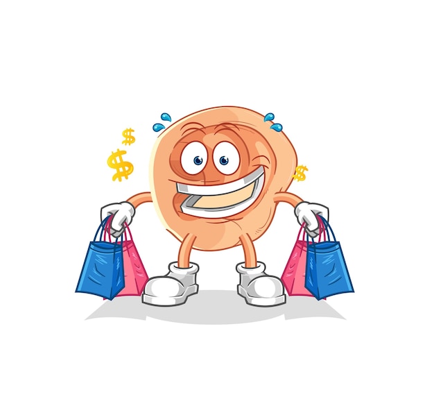 Oor shoping mascotte cartoon vector