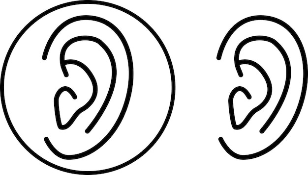 Vector oorpictogram op witte achtergrond audio muziek plat minimalistischoorvectorpictogram een symbool van gehoor