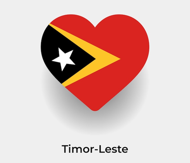 Oost-Timor vlag hart vorm pictogram vectorillustratie