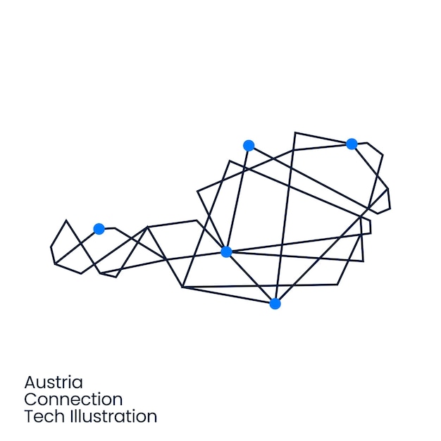 Vector oostenrijk verbinding tech technologie geometrische veelhoekige logo vector pictogram illustratie