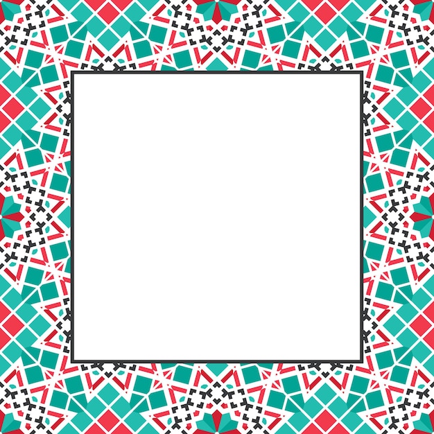 Oosterse sier mozaïek grens Arabisch ontwerp voor pagina decoratie Vector Aziatische vierkante frame