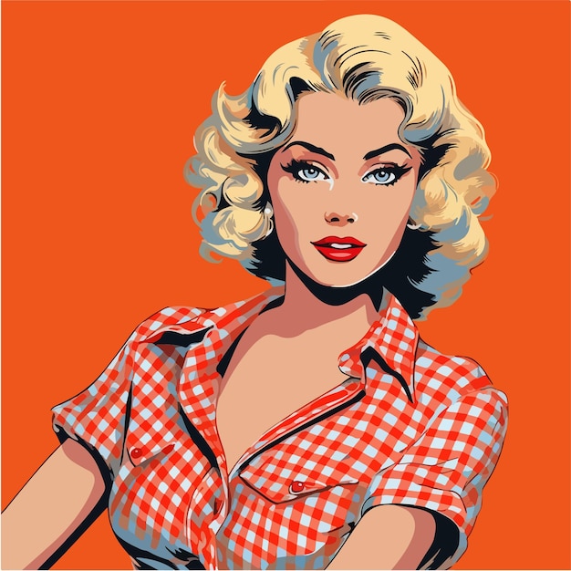 Premium Vector | Op art pinup girl retro color style comic glamour ...