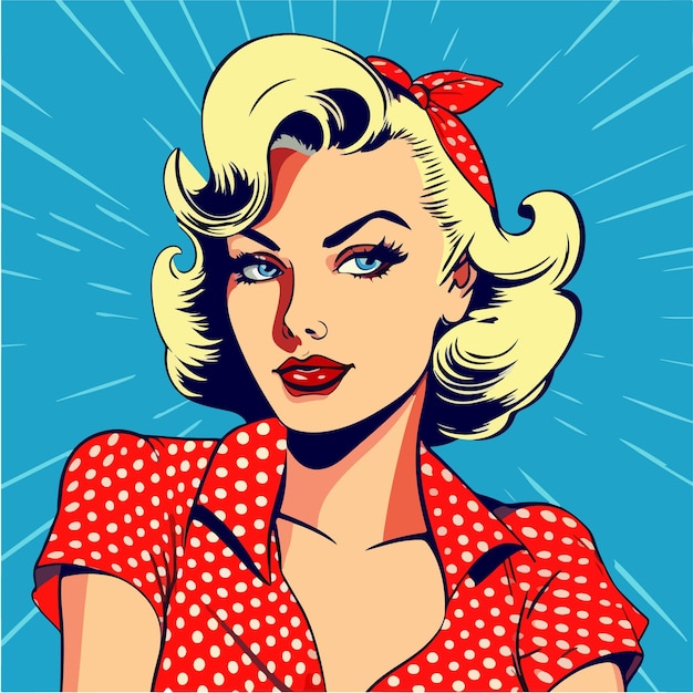 Premium Vector | Op art pinup girl retro color style comic glamour ...