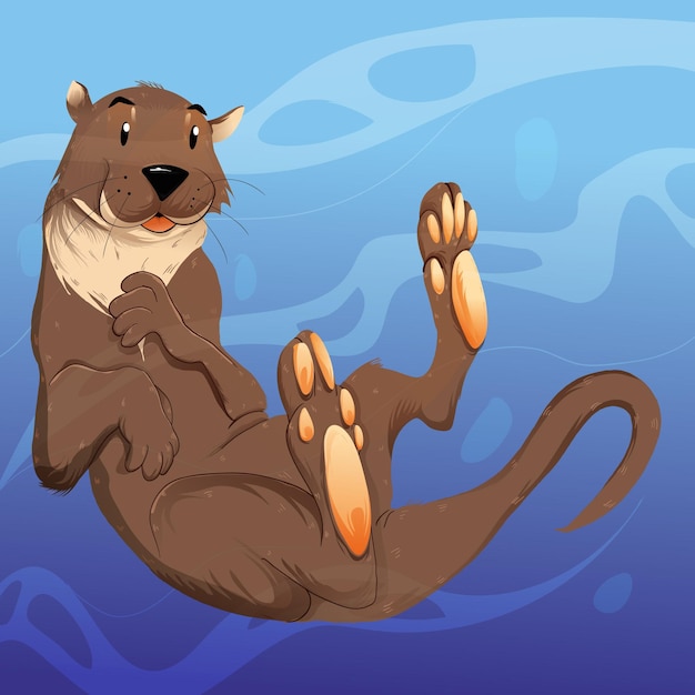 Vector op de grond ligt een bruine otter met een zwarte neus en een witte neus.