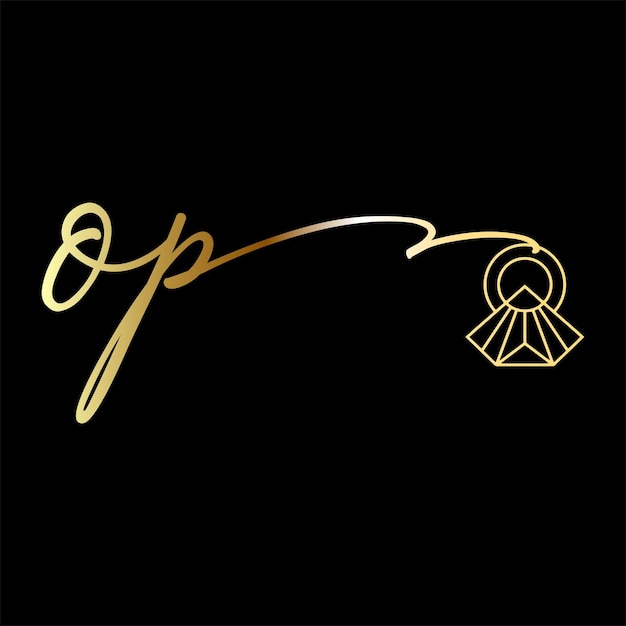 OP initial logo Wedding  handwriting jewelry logo vector template