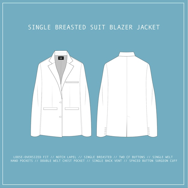 Op maat gemaakte blazer jas mode vector schets