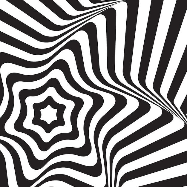 Op pop art black and white optical illusion star