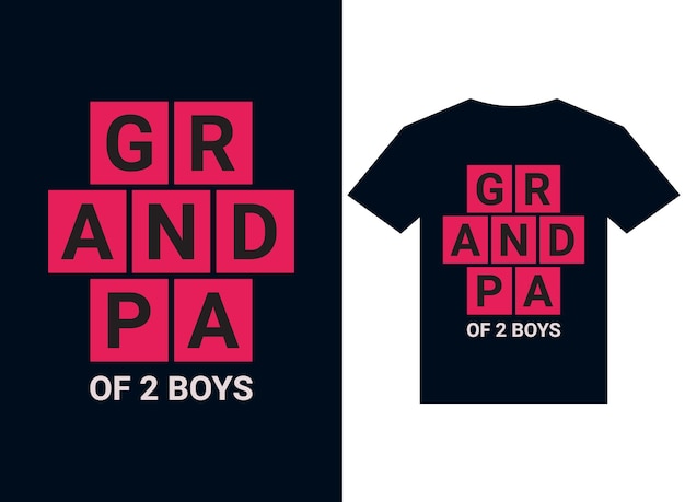 Opa van 2 jongens tshirt ontwerp typografie vector illustratie bestanden voor het afdrukken van redy