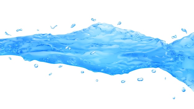 Getto d'acqua opaco con gocce di colore azzurro su bianco