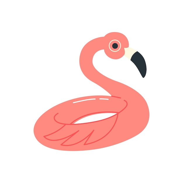 Opblaasbaar flamingo zwembad drijvend vector zomer strand speelgoed in platte cartoon stijl trendy roze zwemring