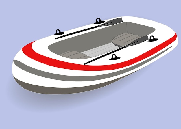 Opblaasbare boot met roeispanen geïsoleerde vectorillustratie
