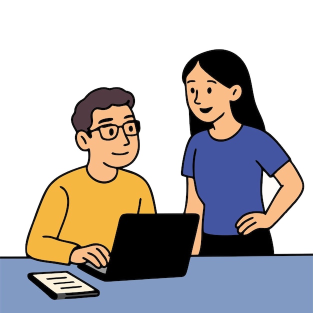 Opdrachten doen op een laptop.