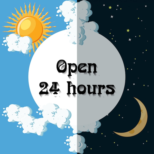 Vector open 24 hours sign