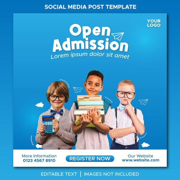 Premium Vector Open admission promotion template Premium Vector Open admission promotion template