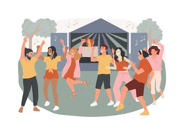 Vector open air party isolated concept vector illustration