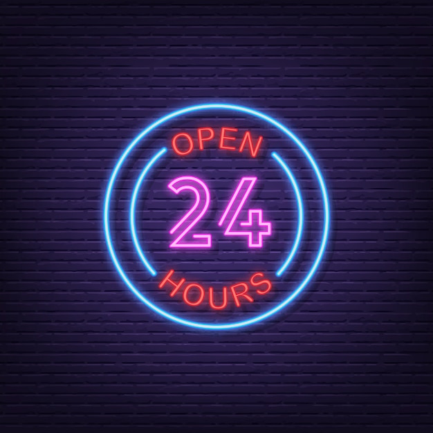 Open all time neon signboard