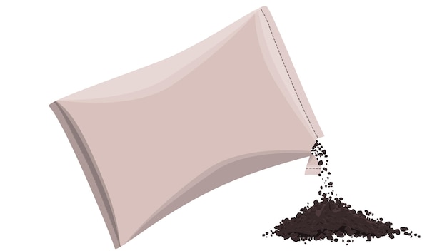 Vector open bag and pile of soil isolated on white background clipart