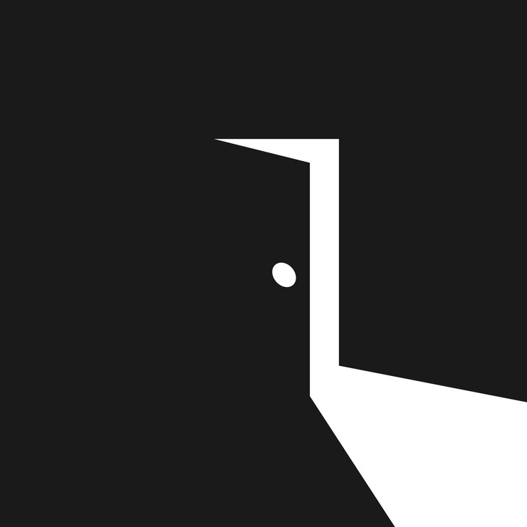 Open black door with scary darkness Room interior design